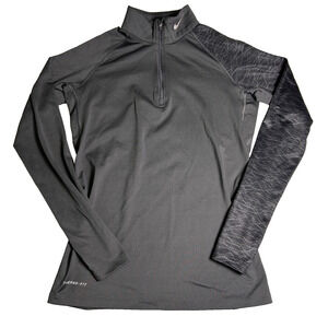 Nike Pro Combat 1/4 Zip Mock Womens Medium Gray Dri-Fit Fitted Running Training